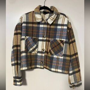 Cropped plaid shirt/jacket (shacket)